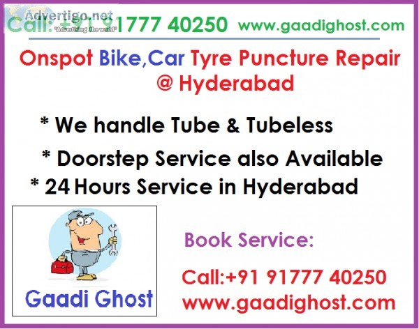 Doorstep Bike Car Tyre Puncture Repair in Hafeezpet Kondapur
