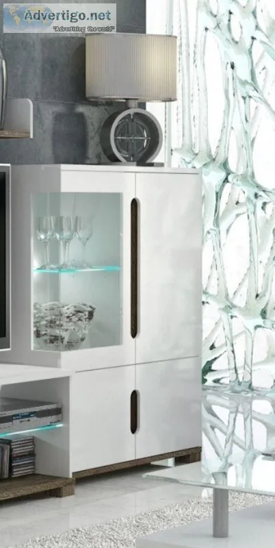 Buy Ricca White Gloss Low Display Cabinet Online
