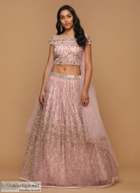 PINK EMBROIDERED CAPE STYLE LEHENGA SET