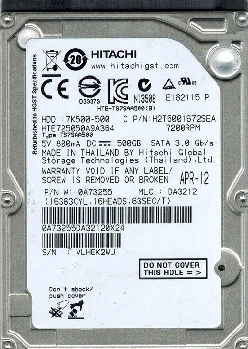 Hitachi 500 GB Internal Hard Drive