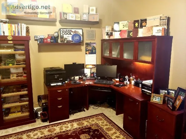 Entire Office Desk Set Shelves Filing Cabinets Pictures - 449