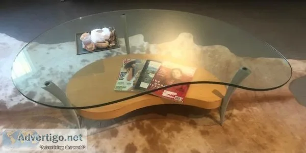 Double-Tiered Glass Top Coffee Table For Sale