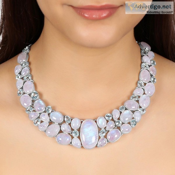 Rainbow Moonstone Necklace-NJ(RBM-12-1 1)  Rananjay Exports