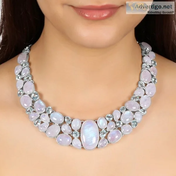 Rainbow Moonstone Necklace-NJ(RBM-12-1 1)  Rananjay Exports
