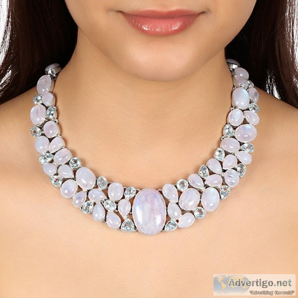 Rainbow Moonstone Necklace-NJ(RBM-12-1 0)  Rananjay Exports