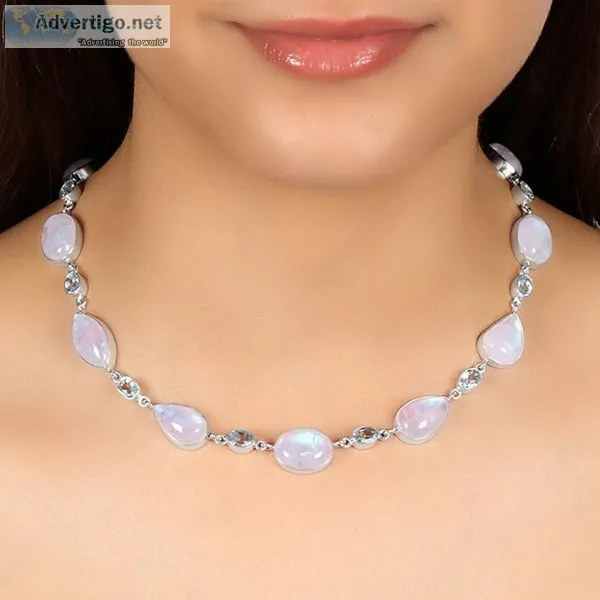 Rainbow Moonstone Necklace-NSL(RBM-12- 7)  Rananjay Exports