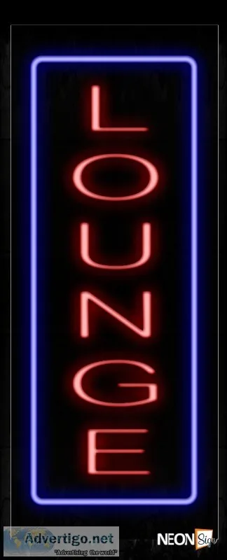 Lounge With Blue Border Neon Sign