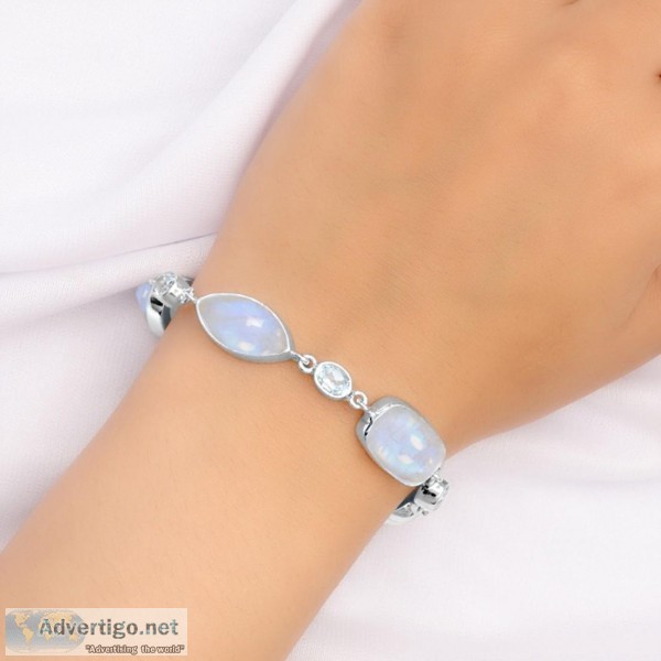 Rainbow Moonstone Bracelet-BSL(RBM-11- 15)  Rananjay Exports
