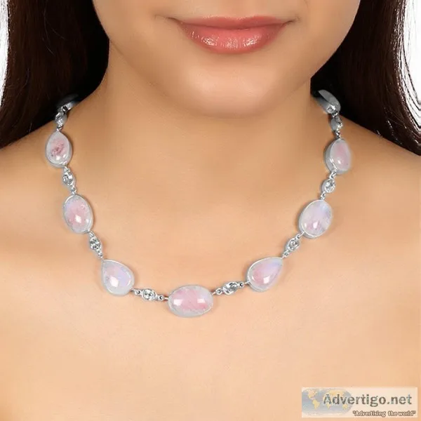 Rainbow Moonstone Necklace-NSL(RBM-12- 5)  Rananjay Exports