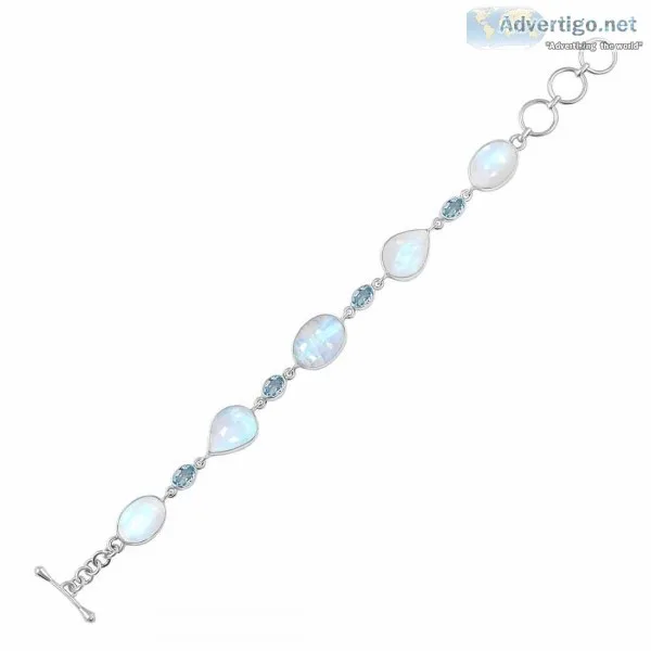Rainbow Moonstone Bracelet-BSL(RBM-11- 11)  Rananjay Exports