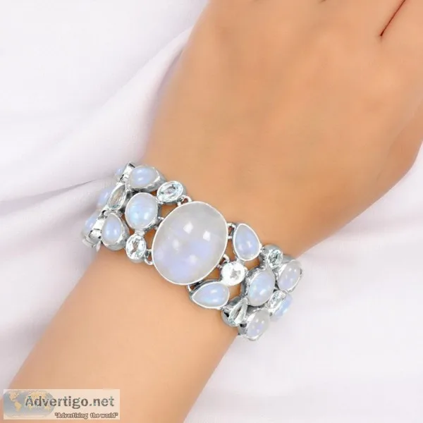Rainbow Moonstone Bracelet-BJ(RBM-11-1 6)  Rananjay Exports