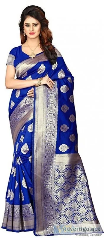 Fast Fashions Women s Banarasi Poly Silk Saree With Blouse Piece
