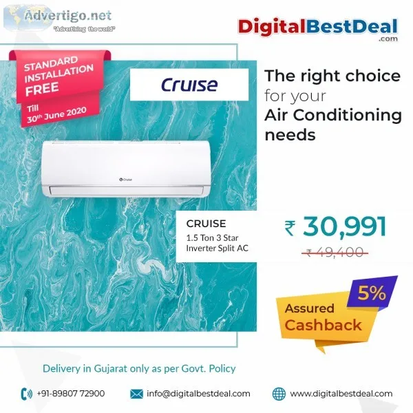 Shop Cruise 1.5 Ton 3 Star Inverter Split AC in Gandhinagar