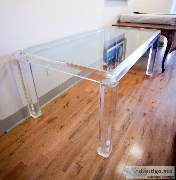 Exquisite Karl Springer style contemporary Lucite table glass to