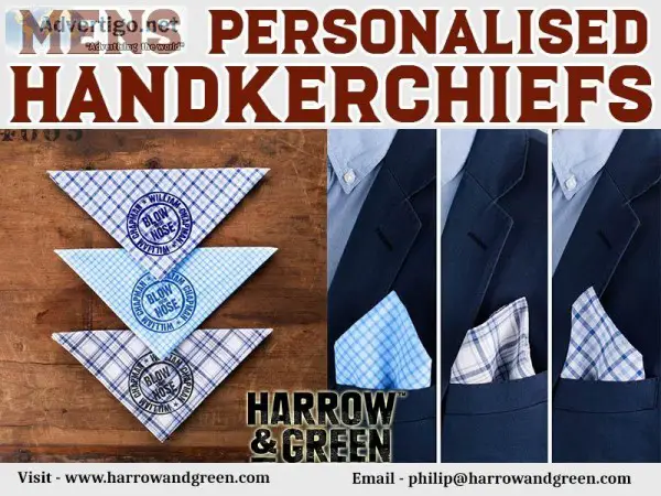 Mens Personalised Handkerchiefs At Harrow and Green Partners Ltd