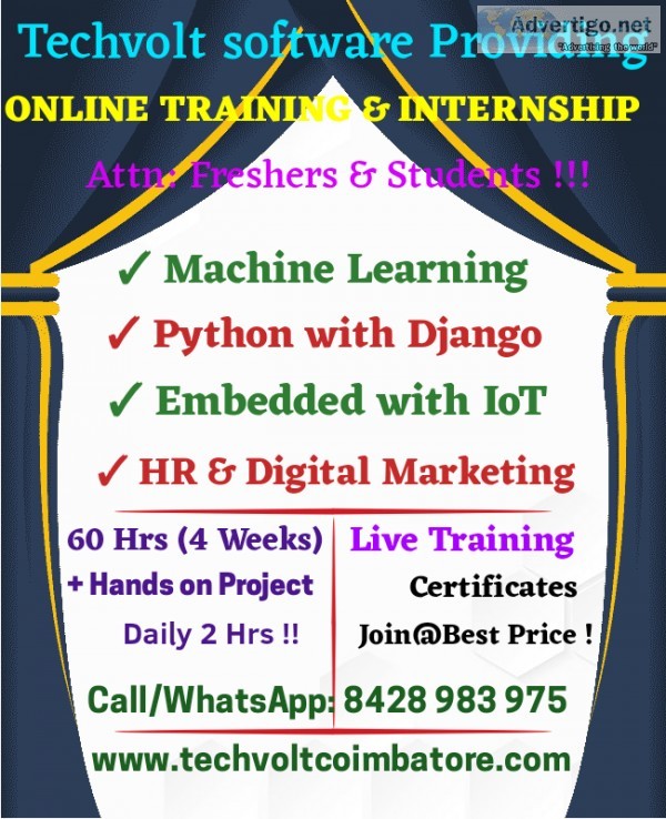 Web application Internship in coimbatore Online Internship Train