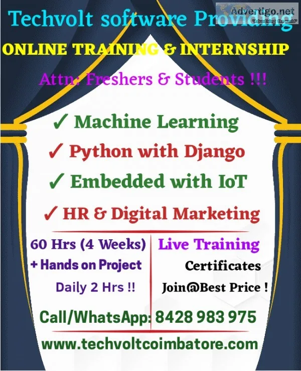 Web application Internship in coimbatore Online Internship Train