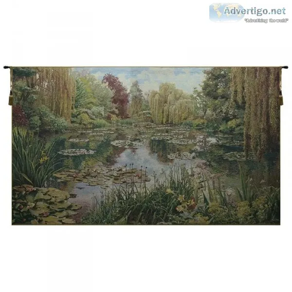 Monet Horizontal With Small Frame Border Belgian Wall Tapestry