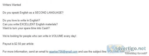 Writers Needed