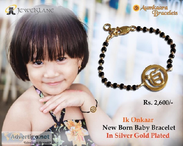 Ik Onkaar New Born Baby Bracelet In Silver Gold Plated