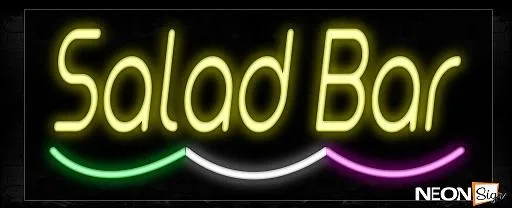 Salad Bar With Wavy Line Neon Sign