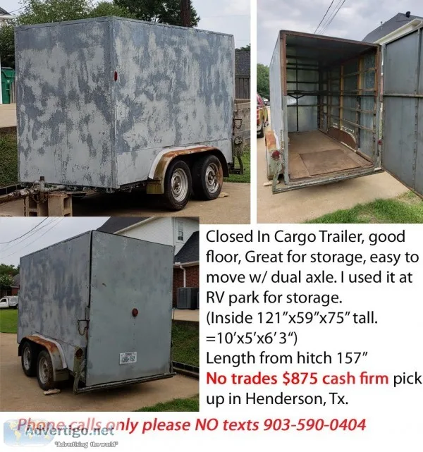 Dual Axle Cargo Trailer 13 x6 x 6 Henderson Tx