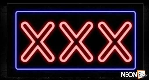Triple X With Blue Border Neon Sign