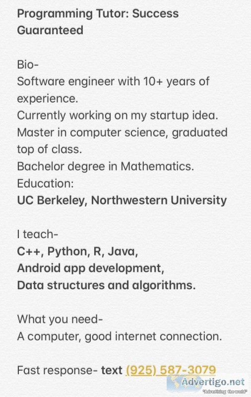 Programming tutor success guaranteed