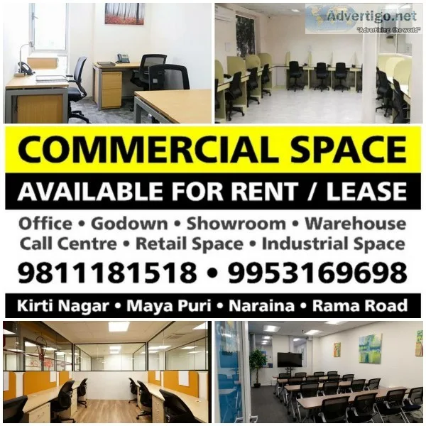 Office Space Godown Showroom Call Centre for Rent in Delhi Moti 