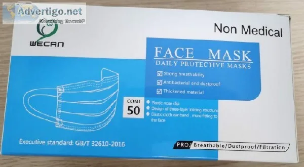 Daily Protective Face Masks - 20 for 50 Pieces  Box