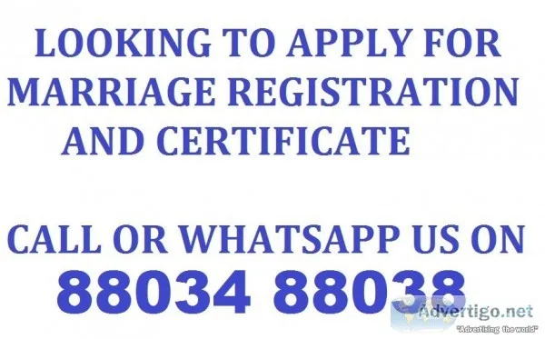 All Marriage Registration and Certificate Services Call 88034 88