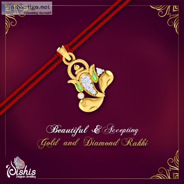 Dishis Designer Jewellery Gold Diamond Rakhi Bracelet for men Sh