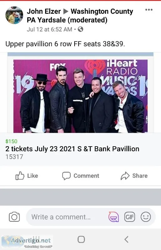 2 Backstreet Boys tickets