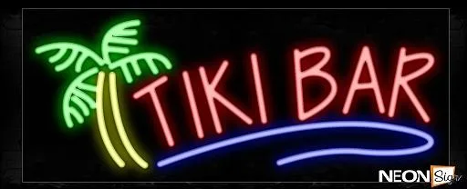 Tiki Bar With Tree Logo Neon Sign