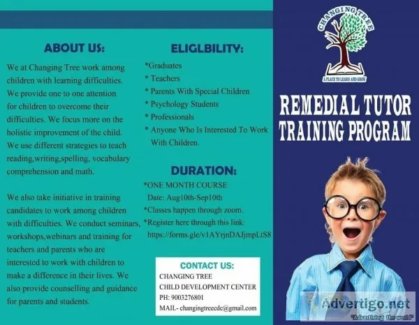 Online Remedial Tutor Training Program