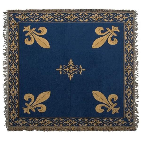 Fleur De Lys Blue Belgian Tapestry Throw