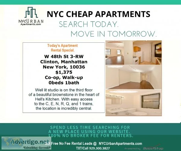 Well lit studio - brownstone - easy access to the C E N R Q and 