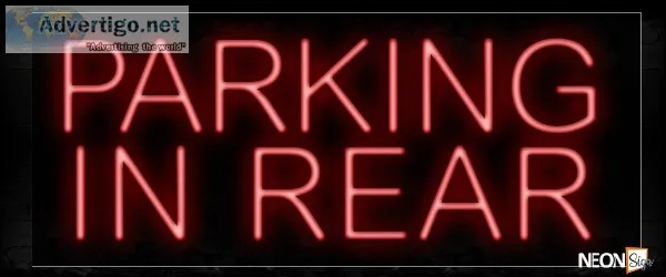 Parking In Rear In Red Neon Sign