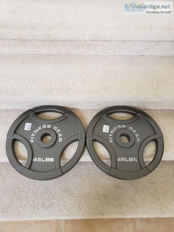 New 300lb Olympic Weight Set in Boxes  also 45lb and 25lb Olympi