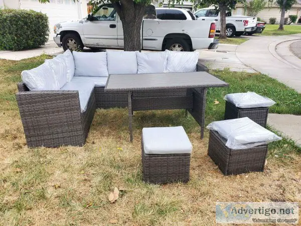 9 seating Gray Wicker Outdoors Furniture Set