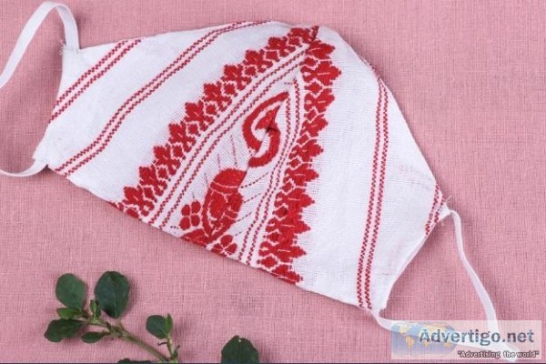 Traditional Assam Gamosa Design Cotton Face mask