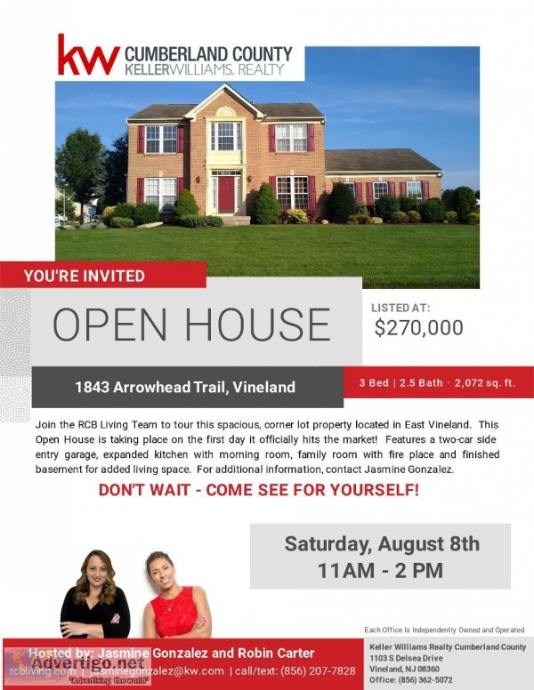 OPEN HOUSE Saturday Aug. 8th from11 am &ndash 2 pm