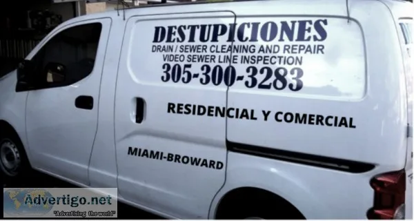 Hialeah destupiciones, drain cleaning,  305 300 3283