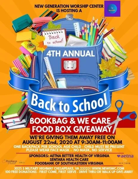 4th Annual Back2School Bookbag and We Care Food Box Giveaway