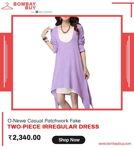 Women Patchwork Fake Two-Piece Irregular Dress - Low Price  Onli