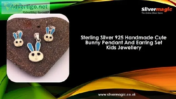 Sterling Silver 925 Handmade Cute Bunny Pendant And Earring Set 