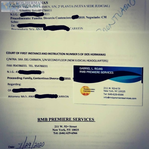 TRADUCCIONES CERTIFICADAS DE ACTAS DE DIVORCIO