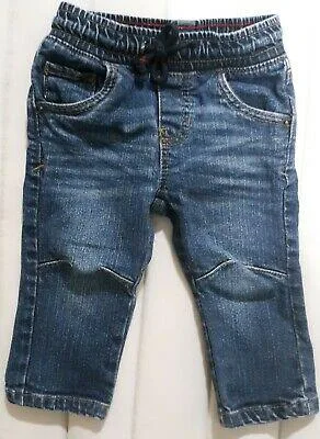 Pre owned CatandJack straight pull on jeans baby boy Dark  blue 