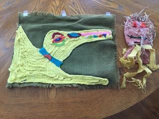 YARN ON CANVAS ARTWORKCLAY PIECE