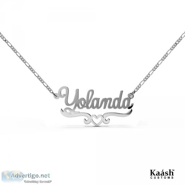 Personalized Name Necklace White Gold Plated